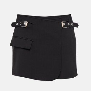 Interlock high-rise wrap miniskirt